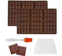 Ensemble de moules en silicone Unyqoos® pour chocolat, comprenant 2 moules, un pinceau et une spatule. Adaptés à l'alimentation, flexibles, résistants de -40°C à 230°C, et multifonctionnels pour la co