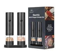 Ensemble de moulins à poivre électriques rechargeables avec broyeur en céramique - Lot de 2