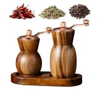 Ensemble de moulins à sel et à poivre - Avec manivelle - Avec support - Ensemble de moulins à sel et à poivre manuels - Pour appartement, restaurant, table, épices, piment, kumin