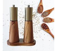 Ensemble de moulins à sel et à poivre dorés, ensemble de moulins à sel et à poivre en bois, salière et poivrière dorées, moulin à poivre moderne avec noyau en céramique, moulin à poivre pour cuisine,