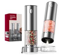 Ensemble de moulins à sel et à poivre électriques, en acier inoxydable, avec éclairage LED et base de rangement