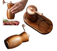 Ensemble de moulins à sel et à poivre | Moulins en bois manuels à manivelle | Grossissement réglable pour sel, poivre, haricots, piment, cumin | Plan de travail de cuisine, maison, appartement