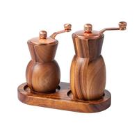 Ensemble de moulins à sel et poivre en bois avec manivelle manuelle | Ensemble moulin et distributeur d'épices, pour assaisonner haricot chili cumin dans appartement restaurant