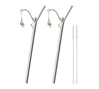 Ensemble de pailles en métal au design unique de pêche pour fête d'anniversaire, pêcheurs en plein air, voyage, boisson portable