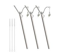 Ensemble de pailles en métal au design unique de pêche pour fête d'anniversaire, pêcheurs en plein air, voyage, boisson portable