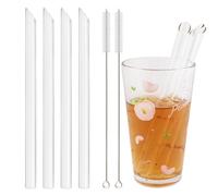 Ensemble de pailles en verre à haute teneur en Borosilicate, paille réutilisable de 12mm de large pour Smoothie, pour thé à bulles, Milkshakes, boire pour accessoires de Bar 200-12mm-2Pcs