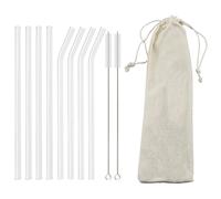 Ensemble de pailles en verre à haute teneur en Borosilicate, réutilisables et écologiques, pour Smoothies, Cocktails, accessoires de Bar, pailles avec brosse 8Pcs Mix Black