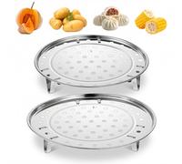 Ensemble de panier vapeur rond en acier inoxydable de 22 cm et 20 cm pour casserole, grille de cuisson vapeur multifonction pour légumes, boulettes, poissons, fruits de mer, cuisine