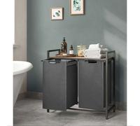 Ensemble de paniers à linge Rootz - Panier à linge vintage - Rangement pour vêtements - Structure en MDF et acier - 73 cm x 33 cm x 72 cm - Avec patins anti-basculement - Charge maximale : 30 kg