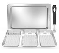 Ensemble de paniers de cuisson Onlyfire - 3 paniers perforés avec plateau et poignée