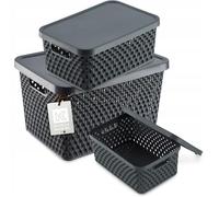 Ensemble de Paniers de Rangement Kadax 4,5L+12L+18L Gris avec Couvercle