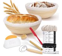 Ensemble de paniers en rotin avec inserts en lin, idéal pour la fermentation du pain au levain