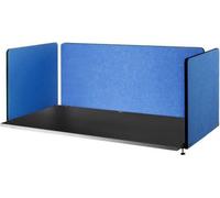 Ensemble de panneaux de bureau - 3 pièces - Cloisons de bureau réglables - 152cm + 2x61cm - Bleu - Fibre de polyester - Écran de concentration et d'intimité