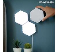 Innovagoods Set de 3 Panneaux LED Modulaires Magnétiques et Tactiles Hexagonaux - Lumière Blanche
