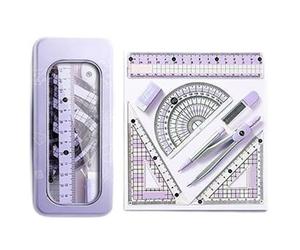 Ensemble de papeterie 8PCS Règle avec rapporteur mathématique Pour les outils de dessin et de mesure Largement utilisé Violet