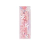 Ensemble De Papeterie «Fleur De Cerisier» Kawaii, 8 Pièces/Lot, Avec Boîte En Pp, Stylo À Gel, Crayon, Gomme, Recharge De Papeterie Cadeau