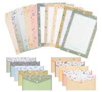 Ensemble de Papier à Lettres A5 Fleuri Enveloppes 10 Ensembles | Papier, Kit de Papeterie pour Correspondance et Notes, Usage Anniversaire ou Félicitations Plusieurs styles