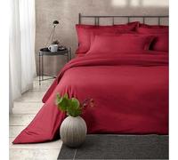 Ensemble de Parure de draps 5 Pieces Unie en pour Un lit 2 Personnes 160 x 200 cm 1 drap housse + 1 drap plat +2 taies d'oreiller + 1 taie de traversin 100% Coton 57 Fils HAUTE QUALITE (Rouge)