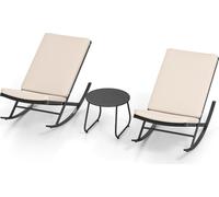 Ensemble de patio en rotin 3 pièces avec chaises berçantes et table