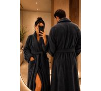 Ensemble de peignoirs Unyqoos® pour couples – 2 peignoirs, 450 GSM, 100% coton, qualité hôtel, unie, anthracite, taille XXL (longueur 142 cm)