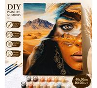 Ensemble de peinture à numéro DIY pour adultes 40*50cm, art sur canevas de femme du désert abstrait, décoration murale de style bohème, cadeau pour la maison 40cm*50cmÉtoffe