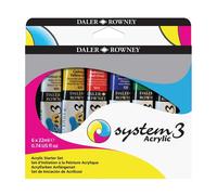 Daler Rowney System3 - Set peinture acrylique 6 tubes 22ml - Débutant