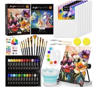 Ensemble de peinture acrylique sur toile pour adultes, comprenant 24 couleurs et 12 pinceaux