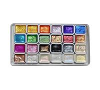 Ensemble de Peinture Aquarelle, Ensemble de peinture pigmentée aquarelle solide, 24 Colors Set Aquarelle Métallique, Portable Nacré Irisé Solide Aquarelle Pigment Paint Set pour Peinture Dessin