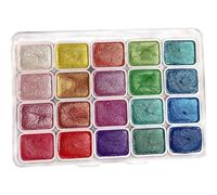 Ensemble de peinture aquarelle métallique 20 couleurs, Palette de peinture aquarelle scintillante à paillettes, format voyage pour artistes amateurs