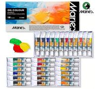 Ensemble de peintures à l'huile pour artistes de Marie, 12/18 couleurs vibrantes hautement concentrées, kit de peinture à l'huile à base de pigments riches de tubes de 12 ml/0,4 fl oz, cadeau professi