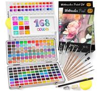 Ensemble de peintures aquarelles comprenant 168 couleurs, avec pinceaux, papier et palette