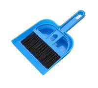 Ensemble de pelle à poussière et petit balai à main, outils de nettoyage de brosse de bureau portables, mini pelle à poussière et brosse pour le nettoyage du clavier et de (Bleue)