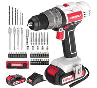 Ensemble de perceuse-visseuse sans fil HYCHIKA 18V, comprenant une perceuse-visseuse avec une batterie de 2,0 Ah et une perceuse à percussion