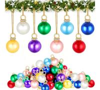 Ensemble de Petites Boules de Noël, 72 Pièces Mini Boules de Noël, Mini Boule 16 mm, Boule de Noëls Colorées avec 10 Mètres de Fil Doré, pour Sapins de Noel, Guirlandes, Escaliers, Fenêtres