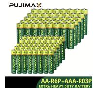 Ensemble de piles au carbone PUJIMAX AA + AAA, 80/40 pièces, adapté pour la télécommande, le réveil, la sonnette, la cuisinière à gaz, le chauffe-eau, les clés de voiture, le jeu, la lampe de poche, h