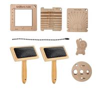Ensemble de pinceaux à peigne en laine - Ensemble de plateau de mélange de fils, panneau de mélange de fibres naturelles | Manche lisse en laine 8 pièces, planche de mélange de laine de brosse