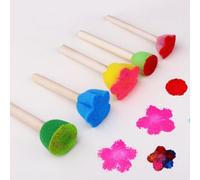Ensemble De Pinceaux Créatifs En Éponge, 5 Pièces/Ensemble, Jouets Pour Bébé, Motifs De Fleurs Colorées, Sceau, Outils De Peinture Artistique Pour Enfants, Jouets Éducatifs