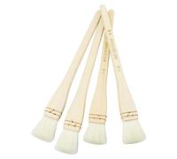 Ensemble de pinceaux créatifs Mark Hake, comprenant 4 pinceaux de 2,5 cm de large, à poils doux en crin de chèvre blanc. Ces pinceaux cousus sont idéaux pour les techniques de lavage, la création de f