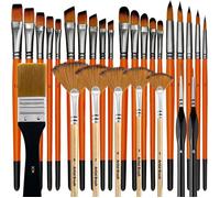 Ensemble de pinceaux de série maître avec manches en bois pour peinture à l'acrylique, à l'huile, à l'aquarelle-Formes polyvalentes