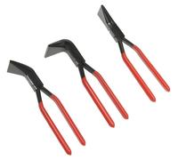 Ensemble de pinces à bec de 3 pièces - Pinces à bec courbées - Acier au carbone - Poignée ergonomique antidérapante - Droite, à 45° et à 90° - Rouge