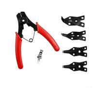Ensemble de pinces à circlips 4 en 1 en acier à haute teneur en carbone pour pince à anneau et pince à sertir avec 3 têtes de rechange antidérapantes pour installation à ressort Rem