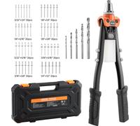Ensemble de pinces à riveter VEVOR avec 230 rivets aveugles, pince à riveter avec 5 embouts interchangeables, 5 forets et coffret de rangement, pistolet à riveter manuel pour le métal, outils de brico