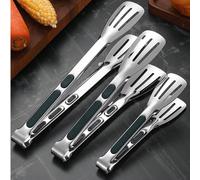 Ensemble de pinces de cuisine en acier inoxydable, pinces à aliments creuses avec poignées en silicone antidérapantes, pinces de cuisson résistantes à la chaleur pour le grillage, la salade, le barbec
