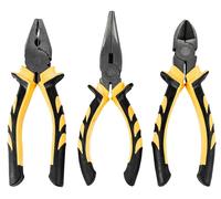 Ensemble de pinces Kombizangen, en acier au carbone trempé, longueur de 15,2 cm, avec poignées antidérapantes, comprenant une pince à bec fin et une pince coupante, de couleur noire et jaune