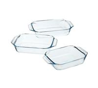 Pyrex Ensemble de 3 plats rectangulaires Optim en verre Transparent