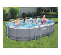 Ensemble de piscine autoportante Bestway Power Steel ovale 488x305x107 cm - Gris - Filtre à cartouche