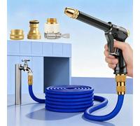 Ensemble de pistolet à eau extensible 3X pour lavage de voiture, pistolet pulvérisateur haute pression puissant pour la maison avec pot à mousse et connecteur métallique, outil d'arrosage Pistolet à e