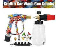 Ensemble de pistolets à mousse haute pression Graffiti Design - Multi-marque adaptée pour Karcher/Bosch/Nilfisk, poignée ergonomique, Kit de nettoyage pour voiture/RV/camion F