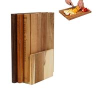 Ensemble de planches à découper, design "Buch", 3 pièces, en bois d'acacia, avec support