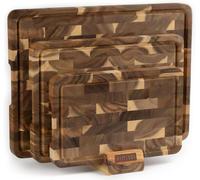 Ensemble de planches à découper - Planches à découper en bois - Préparation des aliments en cuisine - Bois d'acacia massif - Ensemble de 3 pièces - Acacia